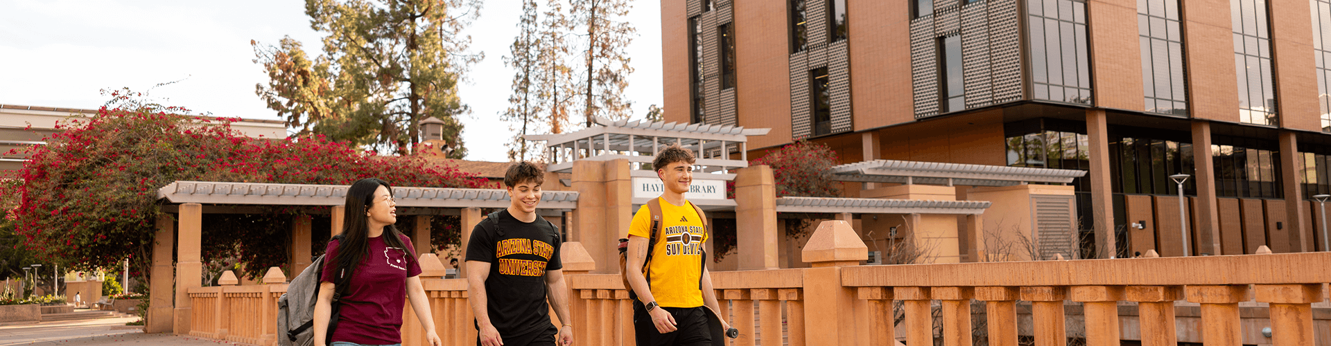 Students at ASU talking outside