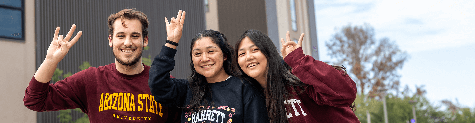 Students at ASU talking outside