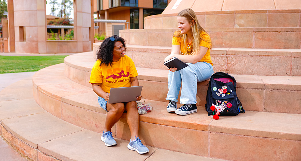 Students have a conversation